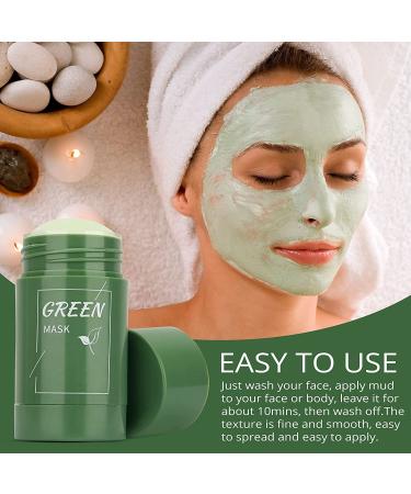 2PCs Green Tea Clay Mask Stick - Oil Control Acne Clearing & Blackhead Remover - Moisturizing Green Tea + Aubergine Formula for Flawless Skin - Buy Online on SooperMarket.com