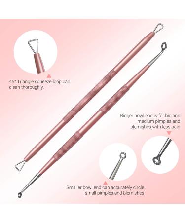MelodySusie Blackhead Remover Kit - Professional Stainless Pimple Popper Tool for Nose & Face - Comedone Extractor & Blemish Whitehead Tool with Metal Case - Pink - Buy Online on SooperMarket.com