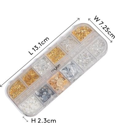 Mylee Crown Jewels Nail Art Kit 12-Piece Set + 5 in 1 Clear Builder Gel Silver & Gold Decorations Metal Rhinestones Studs for Gel Acrylic & Natural Nails Curving Tool Professional & Beginner - Buy Online on SooperMarket.com