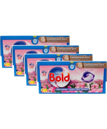 Bold All in 1 Pods Laundry Washing Liquid Capsules Pink Blossom 25 x 4 Pack - Buy Online on SooperMarket.com