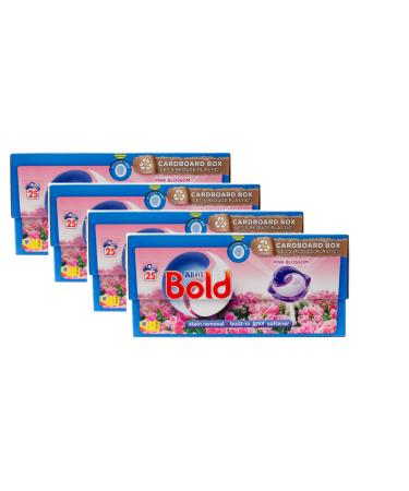 Bold All in 1 Pods Laundry Washing Liquid Capsules Pink Blossom 25 x 4 Pack