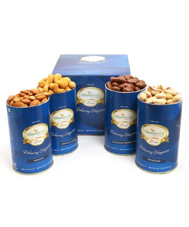 Jaiccha Ghasitaram Crunchy Cashews Almonds Pistachios Chocolate Almonds Cans|Gift for Diwali Gifts Bhaidooj Gifts| Crunchy Cashews Almonds Pista Choco Almonds Can