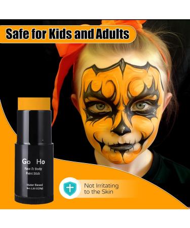 Go Ho Water Based Orange Face Paint Stick 1.06 Oz - Non-Toxic Washable Cream Makeup for Adults & Children - Full Coverage Body Paint for Theater, Halloween, SFX & Cosplay - Buy Online on SooperMarket.com