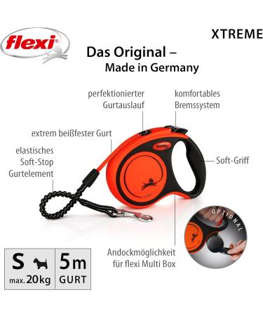 Flexi Retractable Xtreme Tape Leash - Orange | Durable & Lightweight | Size S - International Shipping - Buy Online on SooperMarket.com