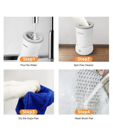 Portable Automatic Dog Paw Cleaner with Soft Silicone Bristles - Ideal for Small & Medium Sized Dogs - White - Buy Online on SooperMarket.com