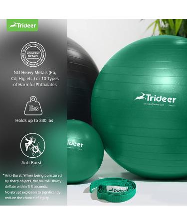 Trideer Exercise Ball for Physical Therapy and Fitness - Green, L (23-26 inches) - Swiss Ball for Rehab, Core Strength, Yoga, Balance, and Flexibility - Buy Online on SooperMarket.com