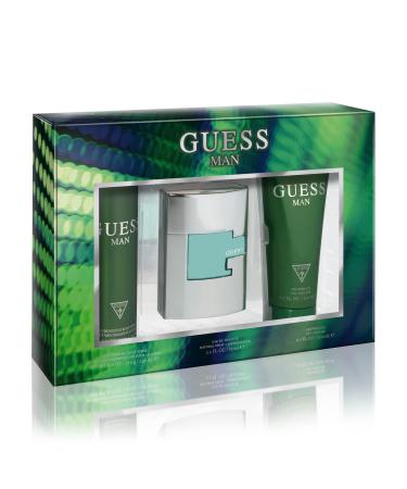 GUESS Man Eau de Toilette 3 Piece Gift Set - Cologne Spray 2.5 Fl. Oz. Deodorizing Body Spray 6.0 Oz. & Shower Gel 6.7 Fl. Oz.