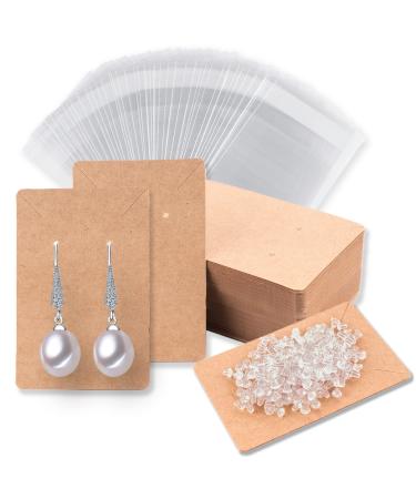Earring Cards for Selling Including 120 Pcs Earring Holder Cards 120 Earring Packaging and 240 Pcs Earring Backs for Earrings/Necklace/Jewelry Display Jewelry Packaging 3.5x2.4 Inches (Brown)