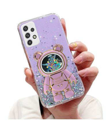 Tivenfezk Nadoli for Samsung Galaxy A32 4G Treisand B r Astronaut Hidden Stand Shell caricature glitter astronaut stand soft silicone bling cell phone case transparent protective cover samsung galaxy a32 4g purple