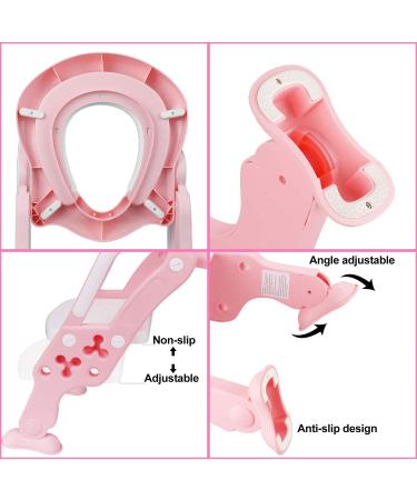 KEPLIN Baby Toilet Reducer with Ladder - Portable Soft Rim Adapter for V, U, and O Shaped Toilets Pink - Buy Online on SooperMarket.com