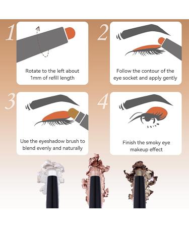 Miioto Eyeshadow Stick Set - 3 PCs Cream Makeup Pens Waterproof Eye Brightener & Smoky Eyeshadow Crayon with Brush - Buy Online on SooperMarket.com