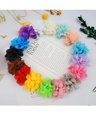 40pcs Chiffon Flower Baby Girl Hair Clips - Cute Ribbon Lined Clips for Infants & Toddlers - Buy Online on SooperMarket.com