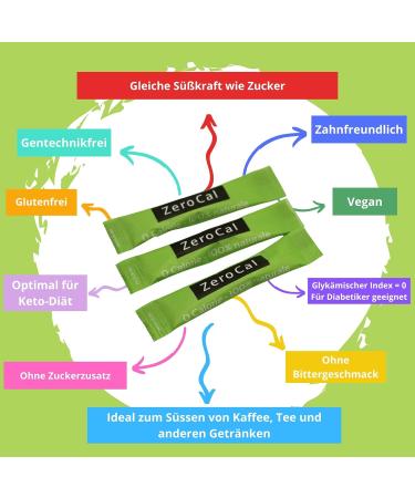 Buy Erythritol + Stevia Sweetener Sticks - 100 Sticks | Gluten-Free Vegan GMO-Free | Ideal for Coffee & Tea - Buy Online on SooperMarket.com