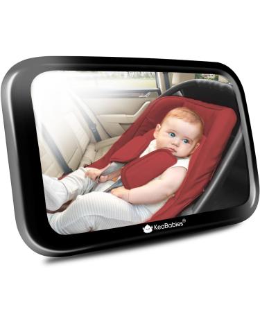 Baby Car Mirror - Baby Car Mirror for Back Seat Infant - Safety Baby Car Seat Mirror - Wide Shatterproof Car Baby Mirror for Rear Facing Infant - Baby Mirror for Car Back Seat (Sleek Black) Sleek Black Large