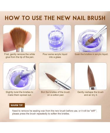JOSLOVE 5Pcs Kolinsky Acrylic Nail Brush Set - Sizes 6/8/10/12/14 for Acrylic Powder Application - Wooden Handle - Ideal for Beginner & Professional DIY Nail Extensions - Buy Online on SooperMarket.com