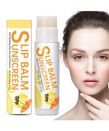 Sunscreen Lip Balm | Hydrating Bum Sun Lip Balm SPF30 - Travel Size Sunscreen for Lips Soothes and Moisturizes Lips Sun Protection Lip Care Vesone #1 Banana Flavor