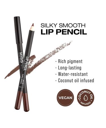 kiss new york Professional Slim Lip Pencil Creamy Soft Liner in Coffee Brown - Long-Lasting Natural Lip Makeup | Water-Resistant Lip Crayon - Buy Online on SooperMarket.com