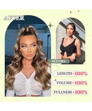 YEESHEDO Long Wavy Drawstring Ponytail Hair Extension | Clip-in Curly Synthetic Hairpiece 26 Chestnut Brown with Blonde | Women's Hair Accessories - Buy Online on SooperMarket.com