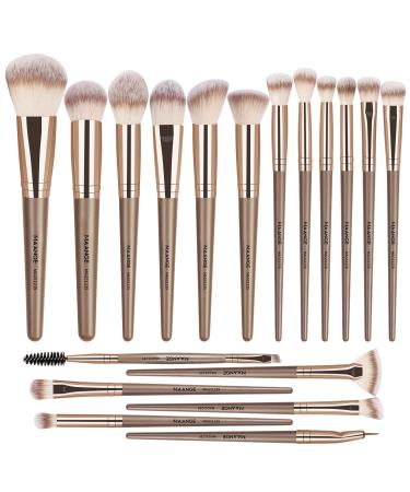 Make up Brushes  MAANGE 18 Pcs Premium Synthetic Makeup Brush Set Soft Foundation Powder Eyeliner Eye Shadow Makeup Brushes Set Professional (Champagne)