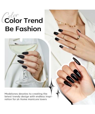 Modelones 15ML Black Gel Nail Polish - Pure Black Fall Color Soak Off Nail Art for Halloween - Perfect Home Manicure Gift for Women & Girls - Buy Online on SooperMarket.com