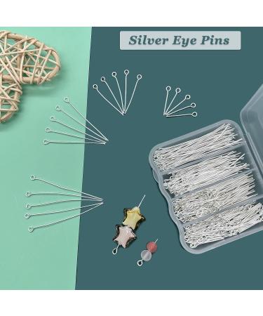Seenimoe 300pcs 22 Gauge Silver Plated Eye Pins Set for Jewelry Making - 20/30/40/50mm Open Eye and Ball Pins for Earrings, Bracelets, and Pendants - Buy Online on SooperMarket.com