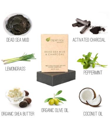 Handmade Dead Sea Mud Soap Bar with Activated Charcoal & Essential Oils - 4.5 oz | Aspen Kay Naturals - Buy Online on SooperMarket.com