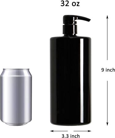 Youngever 4-Set 1L Pump Dispenser Bottles for Shampoo & Lotion | Reusable Plastic Soap Dispenser - Black - Buy Online on SooperMarket.com