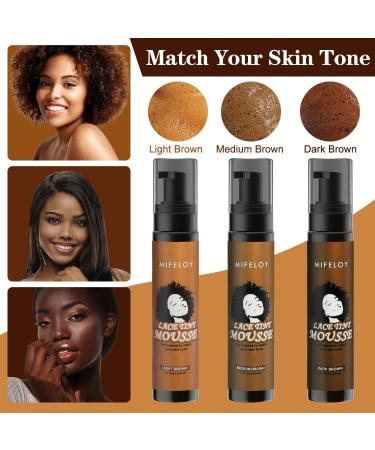 Lace Tint Melting Hair Mousse 100ml - Mocha Medium Brown Foam Spray for Lace Front Wig, Toupees, & Hair Pieces - Natural Finish Edge Control - Women's Cosplay Wigs Tool Set - Buy Online on SooperMarket.com