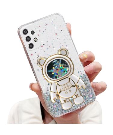 Tivenfezk Nadoli for Samsung Galaxy A72 4G/5G Treibsand B r Astronaut Hidden Stand Shell caricature glitter astronaut stand soft silicone bling cell phone case Samsung galaxy a72 4g/5g clear