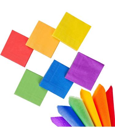 Whaline 120 Pieces Rainbow Cocktail Napkin Bright Beverage Luncheon Paper Napkins 2 Ply for Gay Pride Day, Home and Party Favors, 6 Colors