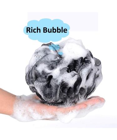 Exfoliating Black Bath Sponge Shower Puff Set for Men and Women - 2 Piece Pack - Buy Online on SooperMarket.com