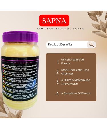 Sapna Ginger & Garlic Paste I Essential Cooking Ingredient in Many Indian curries and Tandoori Dishes I Base for Chicken and Meat Dishes- 1KG - Buy Online on SooperMarket.com