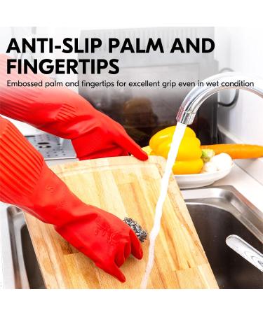 Vgo Reusable Household Gloves | Long Sleeve Latex Cleaning Gloves | Size M Red RB2143 | 1 Pair - Buy Online on SooperMarket.com