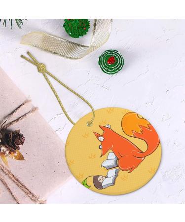 YYHHAOFA Sunflower Seeds and Foxes Picture Christmas Ceramic Round Pendant Decoration - Festive Hanging Ornament for Stores and Homes -2.9 in - Buy Online on SooperMarket.com
