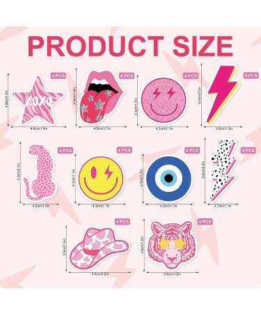 Whaline 40Pcs Preppy Pink Party Cupcake Toppers 10 Designs Paper Cake Decor Cute Cupcake Picks for Y2K Bachelorette Birthday Party Supplies Photo Booth Props - Buy Online on SooperMarket.com