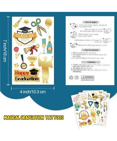 60 PCS Metallic Glitter Graduation Temporary Tattoos - Boys & Girls Party Supplies - Graduation Stickers - Congratulatory Decoration Gift - 5 Sheets - Buy Online on SooperMarket.com