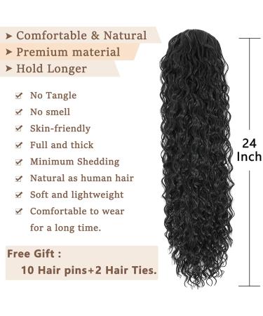 Dark Brown 24 Drawstring Curly Ponytail Extension | Synthetic Clip-In Hair Extensions - 24 Inch 4 - Buy Online on SooperMarket.com