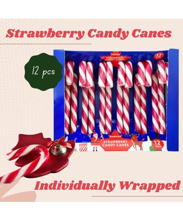 Candy Canes 24 Pcs - Peppermint and Strawberry Flavours - Individually Wrapped Ideal for Christmas Birthday Halloween Easter Party Favours and Stocking Fillers - Buy Online on SooperMarket.com