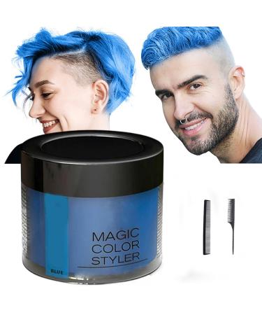 Magic Color Styler Magic Color Hair Styler Magic Color Styler Cream Magic Color Styler Hair Hair Color Gel Natural Hair Wax For Fantastic Hair Temporary Hair Color Wax (Grey 120g) (Blue)