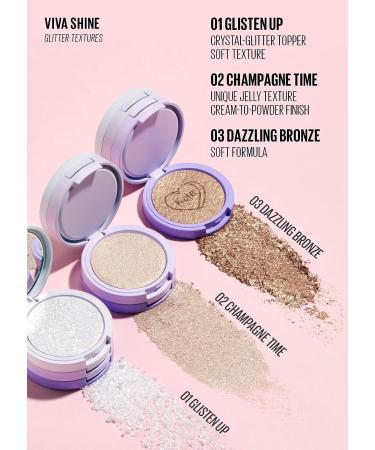 KAJA Viva Shine BENTO | Multi-Highlighter Trio | Glitter for Face & Body | Vegan & Cruelty-Free - 18 Viva Shine - Buy Online on SooperMarket.com