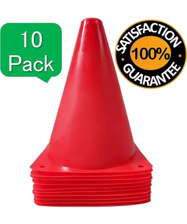 WOWGEEK 7 Inch Plastic Training Traffic Cones - Set of 10 Red Safety Cones for Soccer, Football, and Sport Training - Buy Online on SooperMarket.com
