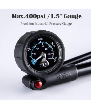 BETO High Pressure Shock Pump - 400 PSI Max | MTB Bike Fork & Rear Suspension Pump with No-Loss Schrader Valve - Buy Online on SooperMarket.com