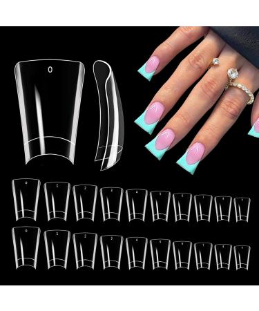 500PCS Short Duck Nail Tips - Clear Half Cover Acrylic Nails for Salon | Extra Short Flare French Nail Extensions | 10 Sizes - Buy Online on SooperMarket.com