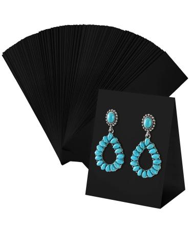Eersida 100 Pcs Standing Earring Display Cards Card Holders Paper Hanging Packaging for Small Business Jewelry Supplies Selling DIY Earrings Retail Show Photography Props (Black)