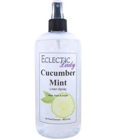 Cucumber Mint Linen Spray (Double Strength) 16 ounces - Eclectic Lady Sheet and Linen Spray - No Artificial Colors Parabens or Preservatives - Long-Lasting Scent for Bed Fabric & Pillow 16 Fluid Ounces (Double Strength)