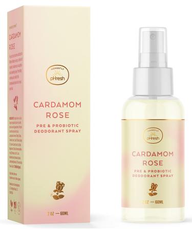 Honestly pHresh Natural Prebiotic & Probiotic Deodorant Spray  Baking Soda & Aluminum Free Safe for Sensitive Skin  24 Hour Odor Protection  2 Fl Oz  Cardamom Rose