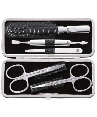 ZWILLING Manicure Set Pedicure Kit Nail Care Complete Set Cowhide Crocodile Edition 5-piece Black Black 5-piece Single