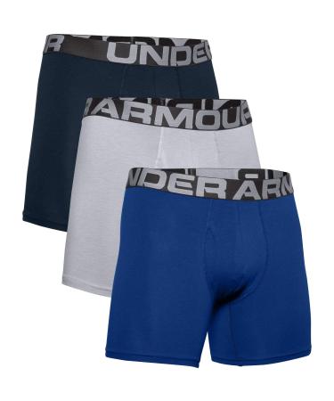 Under Armour UA Charged Cotton 6in 3 Pack-1363617-400 - Royal/Academy/Mod Gray Medium Heather - 5XL