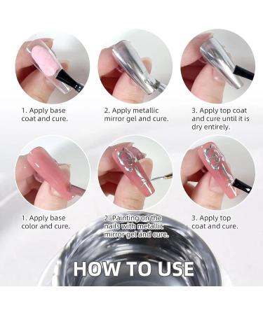 Metallic Painting Gel - Mirror Silver UV Painting Gel - 3D Metal Painting Gel Drawing Mirror Gel Nail Polish Glossy DIY Nail Art for Women Girls - Buy Online on SooperMarket.com