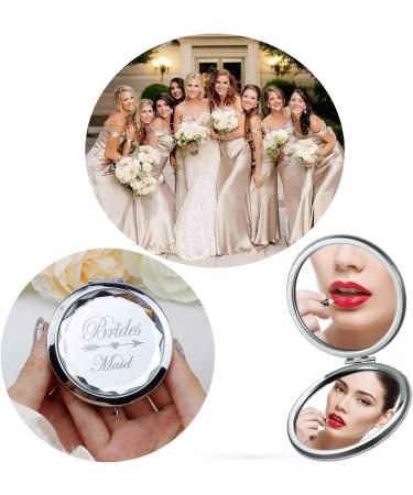 12 Pack Compact Pocket Makeup Mirrors with Bride, Maid of Honor, Bridesmaid Designs + Bachelorette Party Hair Ties - Silver - Buy Online on SooperMarket.com